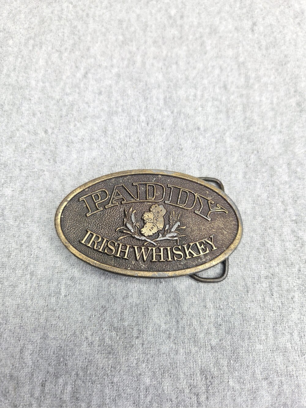 Paddy Irish Whiskey Belt Buckle Vintage Brass Austin Nichols 1977 Ireland